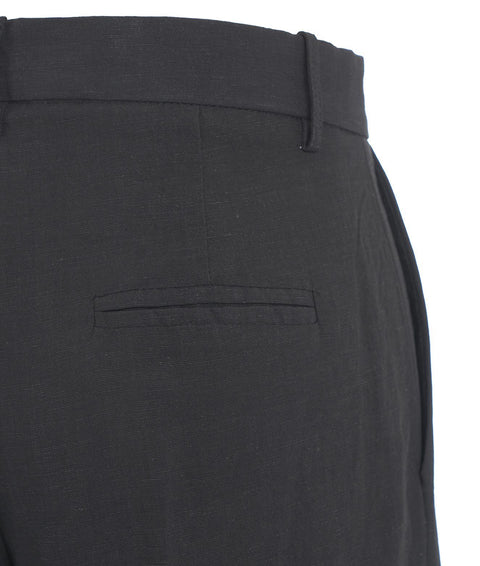 Pantaloni a pieghe in misto lino #nero