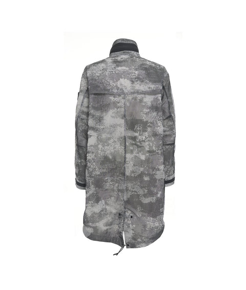 Cappotto con finiture in rete con stampa camouflage #grigio
