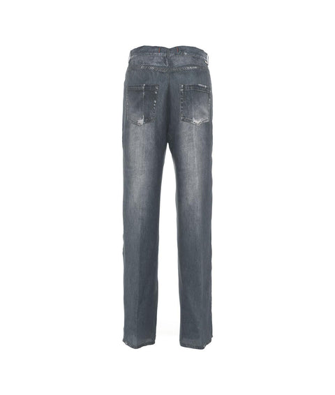 Pantaloni in seta con stampa denim #grigio