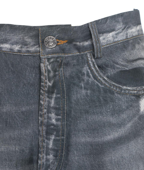 Pantaloni in seta con stampa denim #grigio