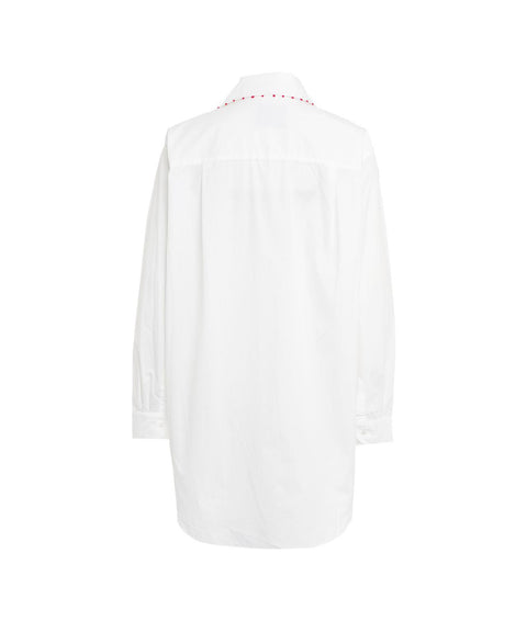 Camicia lunga ricamata #bianco