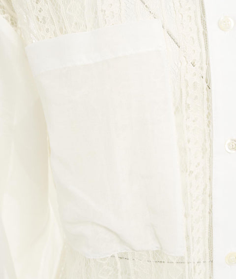 Blouse with lace insert #bianco