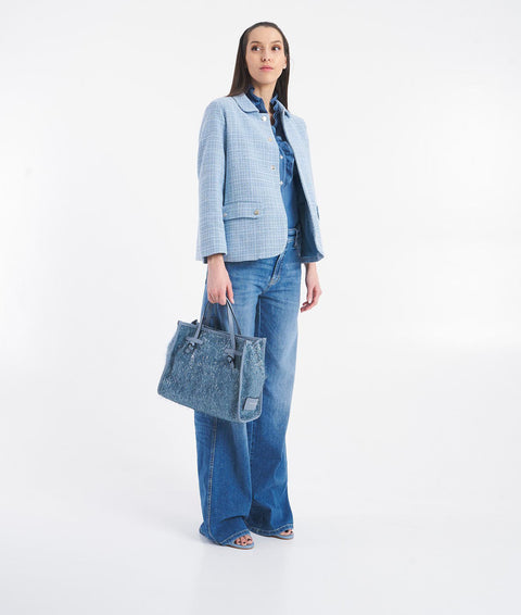 Giacca in tweed con paillettes #blu
