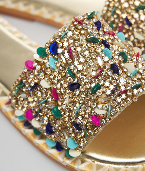 Sandali "Chanelle" con ricamo di perle #oro