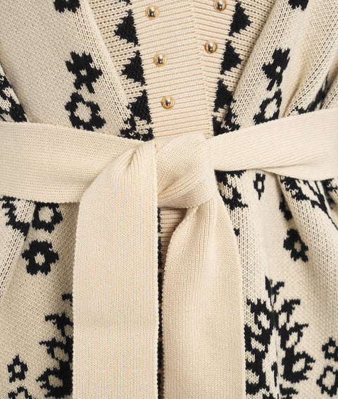 Cardigan in maglia con pattern #beige