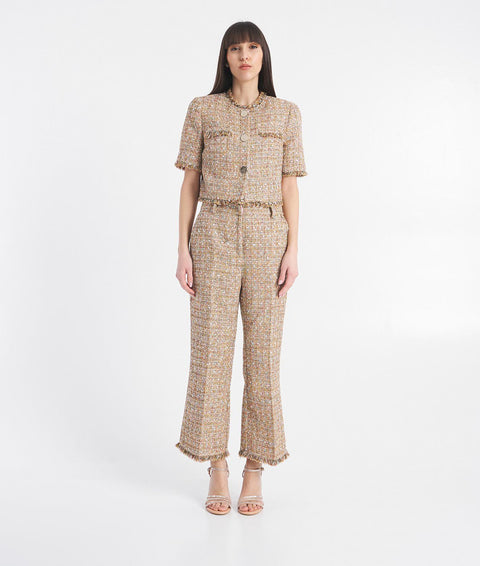 Tweed trousers with fringes #multicolore