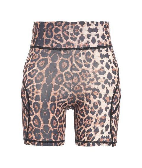 Biker shorts in animal print #marrone