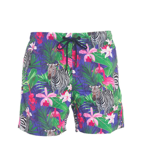 Pantaloncini da bagno con stampa tropicale #multicolore
