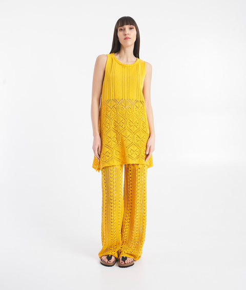 Pantaloni in maglia di lino #giallo
