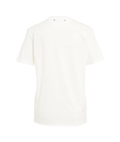 T-shirt con ricamo di strass #bianco