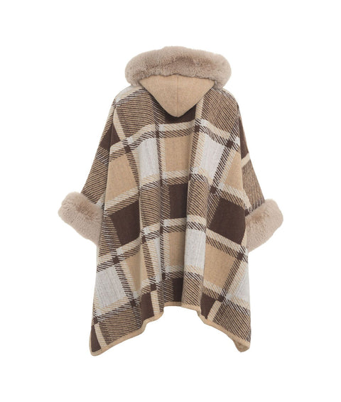 HELLO しょぼく LUPO Poncho brown check 2-3y