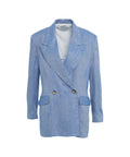 Blazer doppiopetto in misto lino #blu