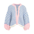 Cardigan a righe in mohair 'Luisa' #blu
