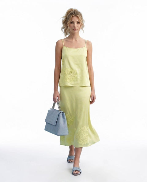 Gonna midi con dettagli in pizzo 'Amanda'