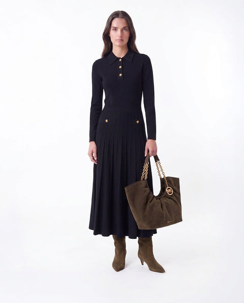 Midi dress with polo collar