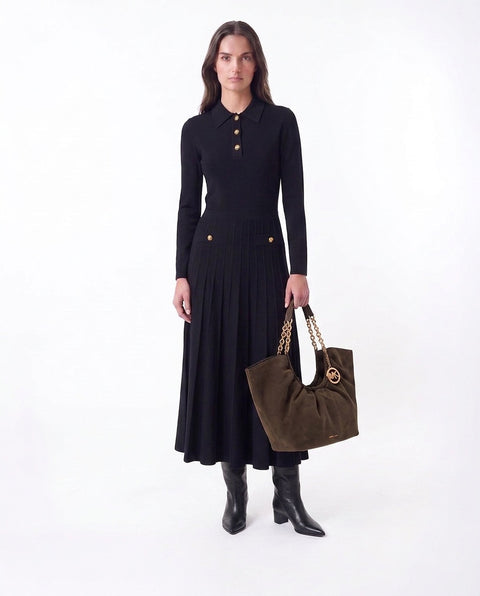 Midi dress with polo collar