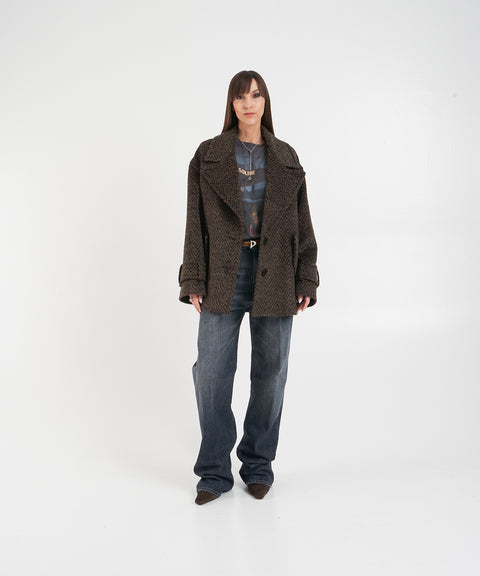 Peacoat mit Fischgrätmuster