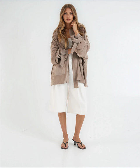 Giacca in pelle scamosciata