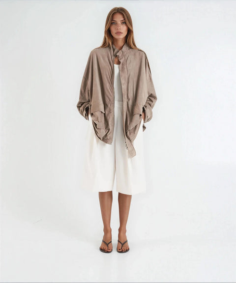 Giacca in pelle scamosciata