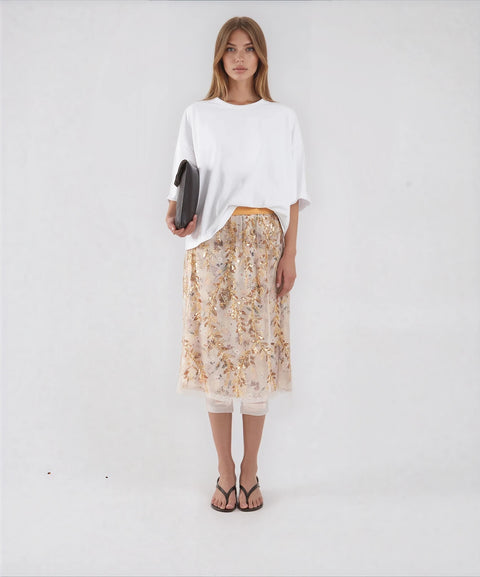 Gonna midi con paillettes 'Baia'