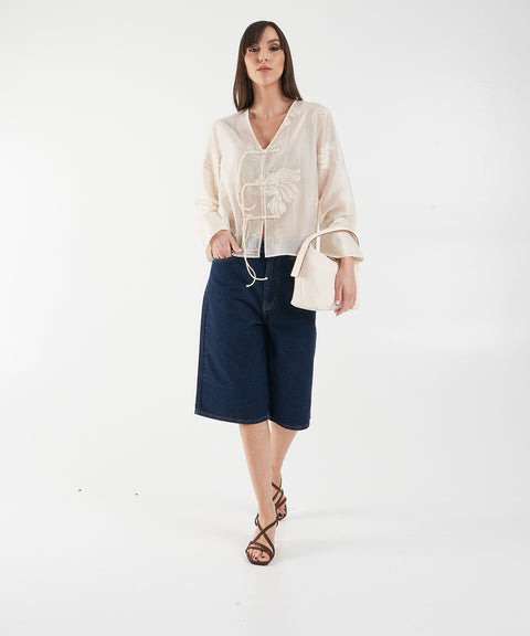 Blusa con ricamo floreale 'Vira'