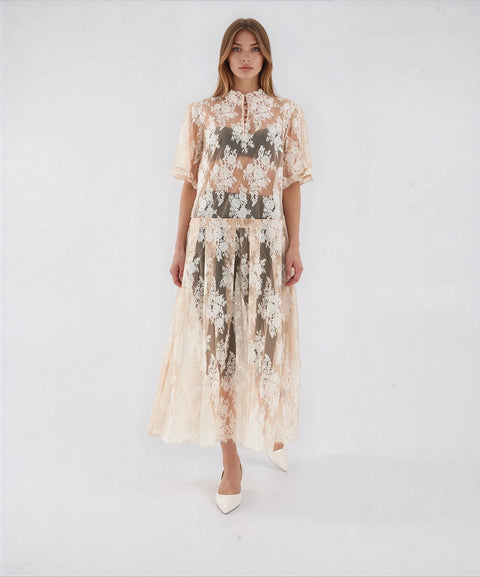 baum und pferdgarten lace dress BAUM UND PFERDGARTEN AGDEL dress with lace in ecru