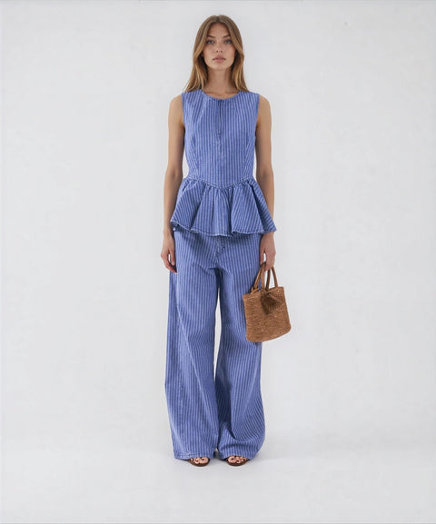 Top peplo in denim 'Merja'