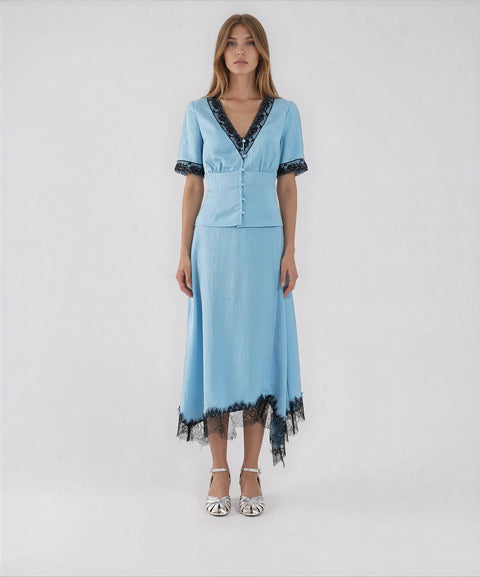 Blusa con dettagli in pizzo 'Melonie'