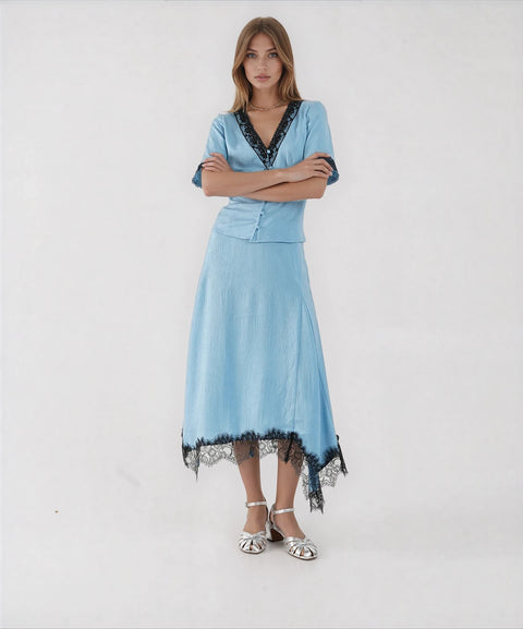 Blusa con dettagli in pizzo 'Melonie'