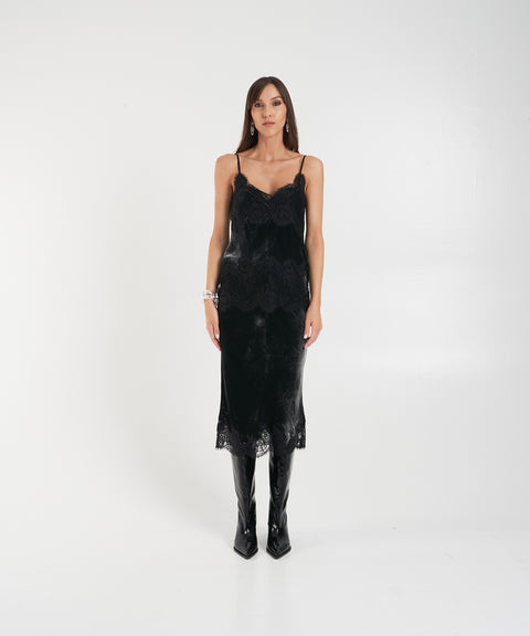 Top in velluto e pizzo 'Gilly'