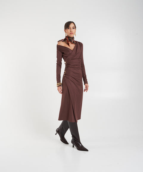 Abito lungo con drappeggio