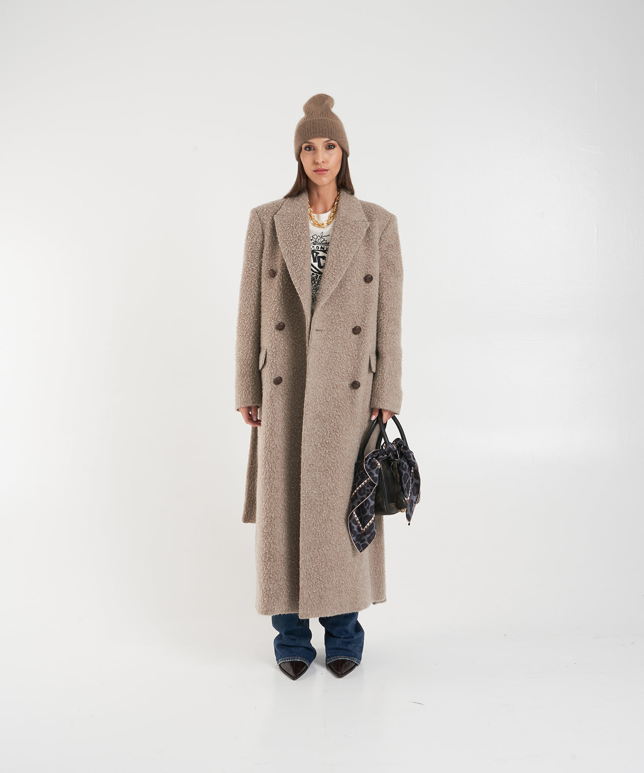 【関税&送料込】Golden  Cappotto Doppiopetto In Misto L Golden Goose Cappotto doppiopetto con cintura in vita Beige Donna