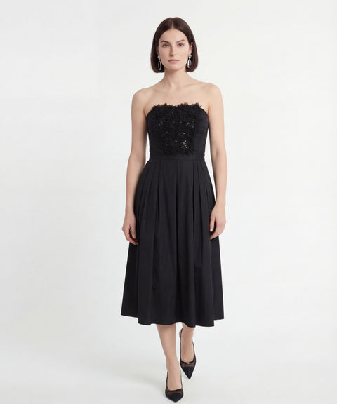 Abito midi con applicazioni floreali