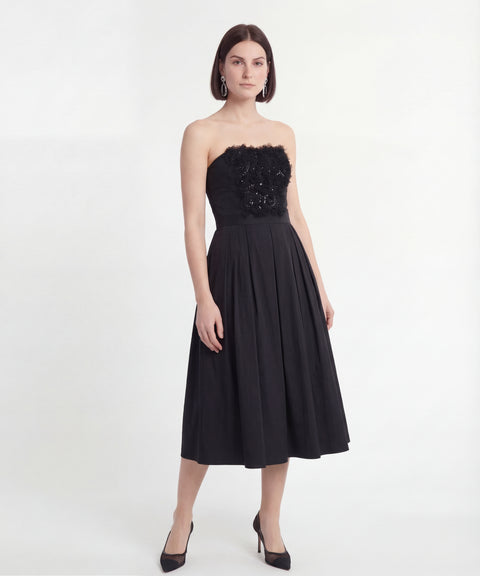 Abito midi con applicazioni floreali