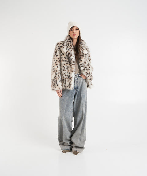 Cappotto corto con stampa animalier