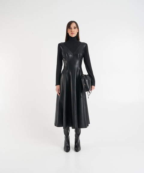 Midikleid aus Kunstleder