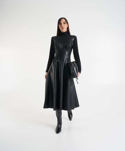 Midikleid aus Kunstleder