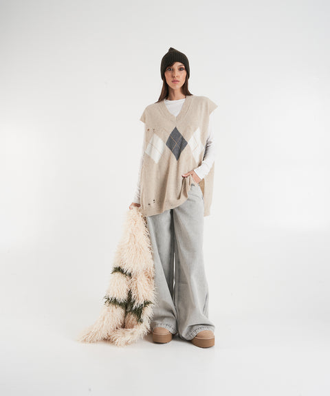 Gilet in maglia con motivo a rombi