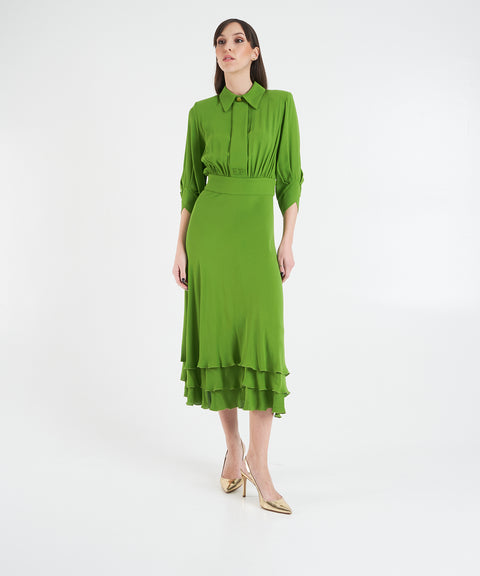 Abito lungo con dettagli a balze