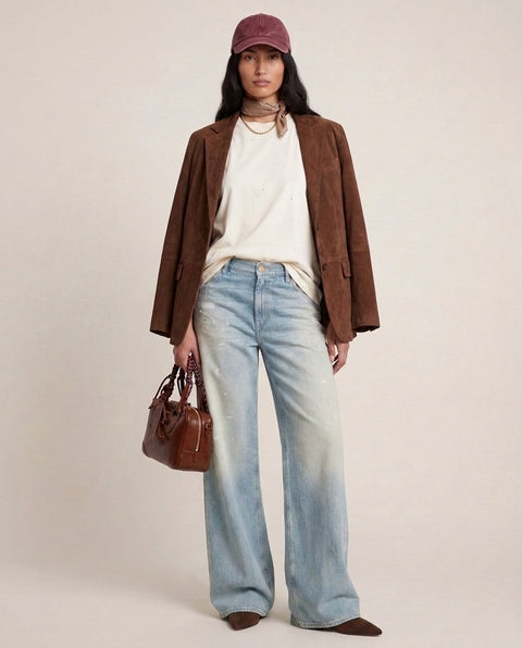 Single-breasted suede jacket
