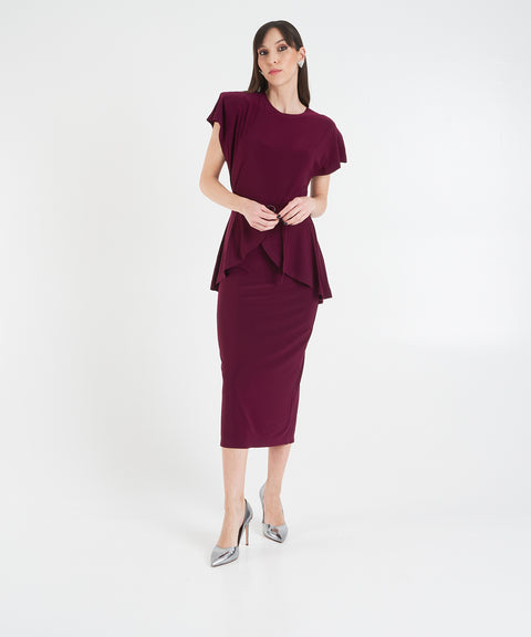 Midi dress with waist belt