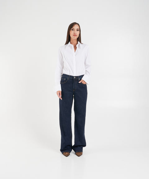 Blusa con rouche in tulle