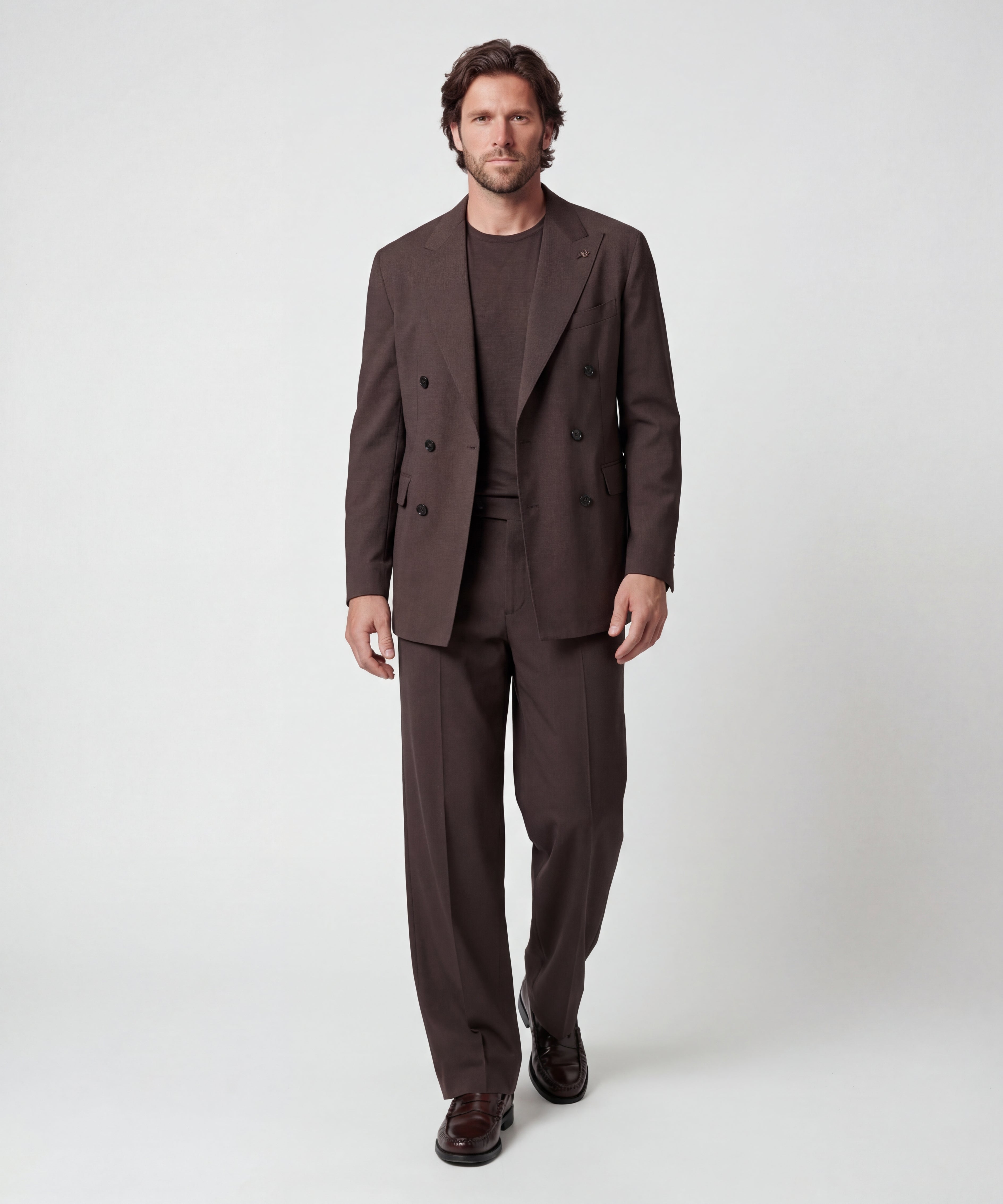 Tagliatore Wool double-breasted suit Brown Men – MAXIMILIAN.it