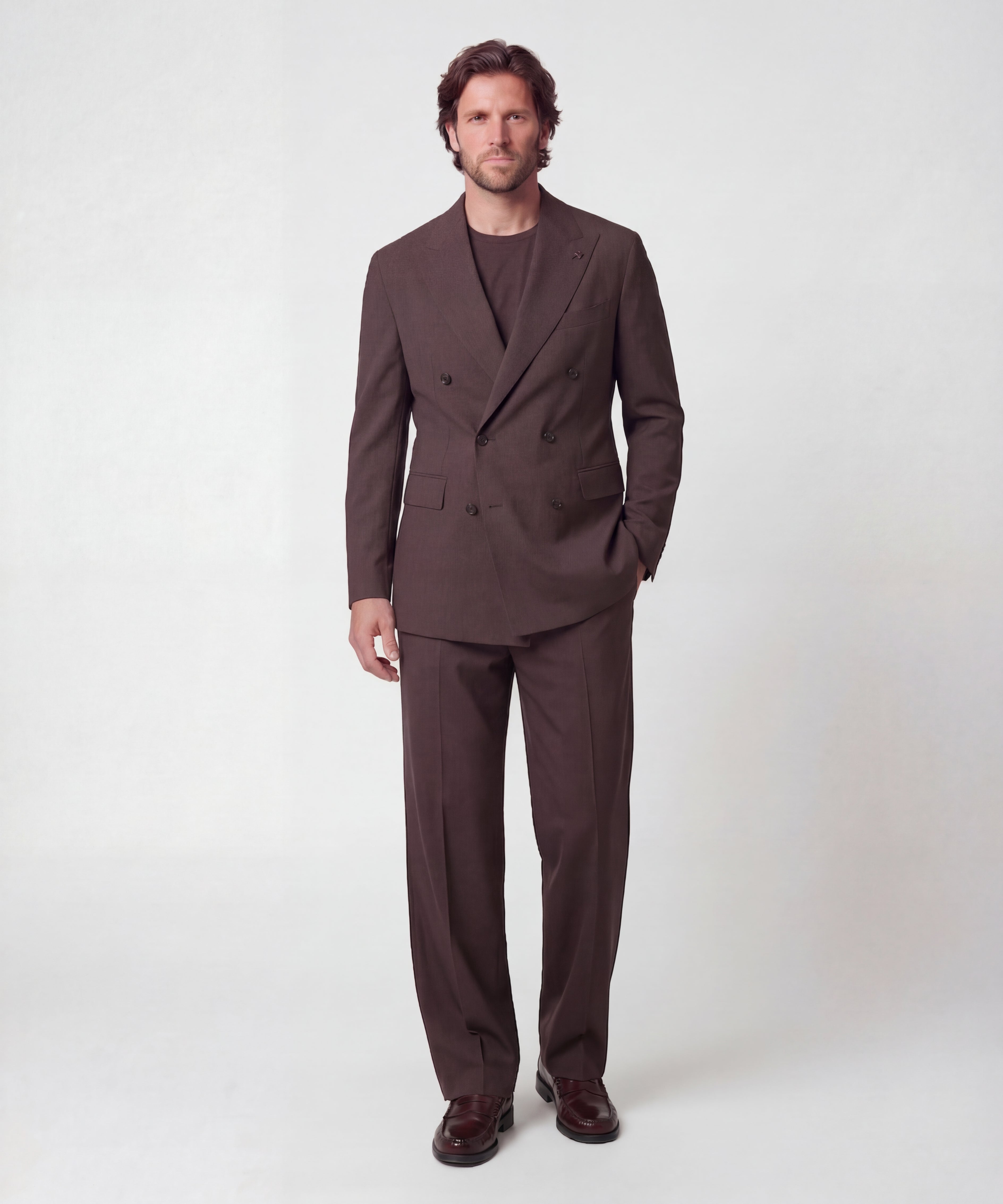 Tagliatore Wool double-breasted suit Brown Men – MAXIMILIAN.it