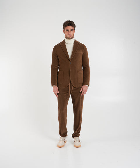 Blazer monopetto in velluto a coste