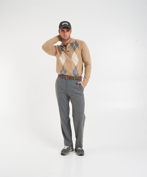 Polo in maglia con motivo argyle