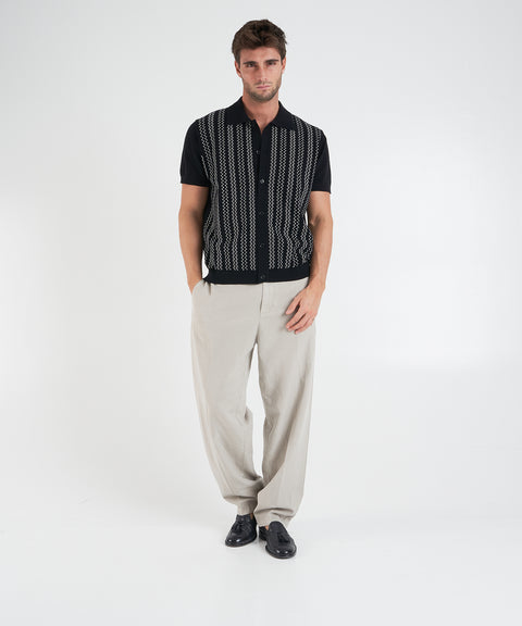 Strickpolo mit Stickerei