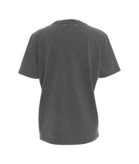 T-shirt con applicazione di strass #grigio
