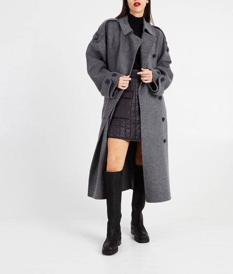 Cappotto in lana con spalline #grigio