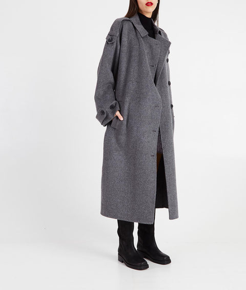 Cappotto in lana con spalline #grigio